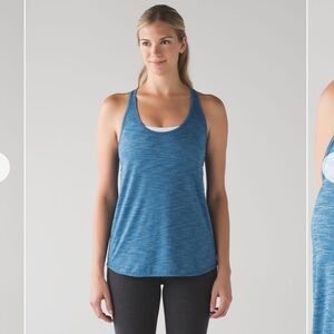 (4) Lululemon Essential Tank Top Heathered Jet Set Blue Small Luon Turquoise
